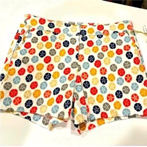 ReCreation NEW Sand Dollar Motif Shorts White Pink Blue Womens 14 Beach Vacay